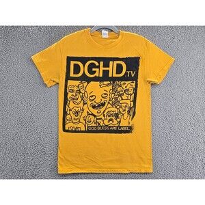 Digital Hot Dogs Band Shirt Men's Small Yellow Austin TX Music DGHD.TV
